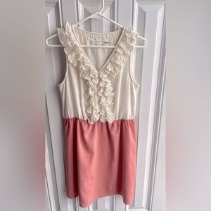 Cute cream/white dress with v-neck ruffles